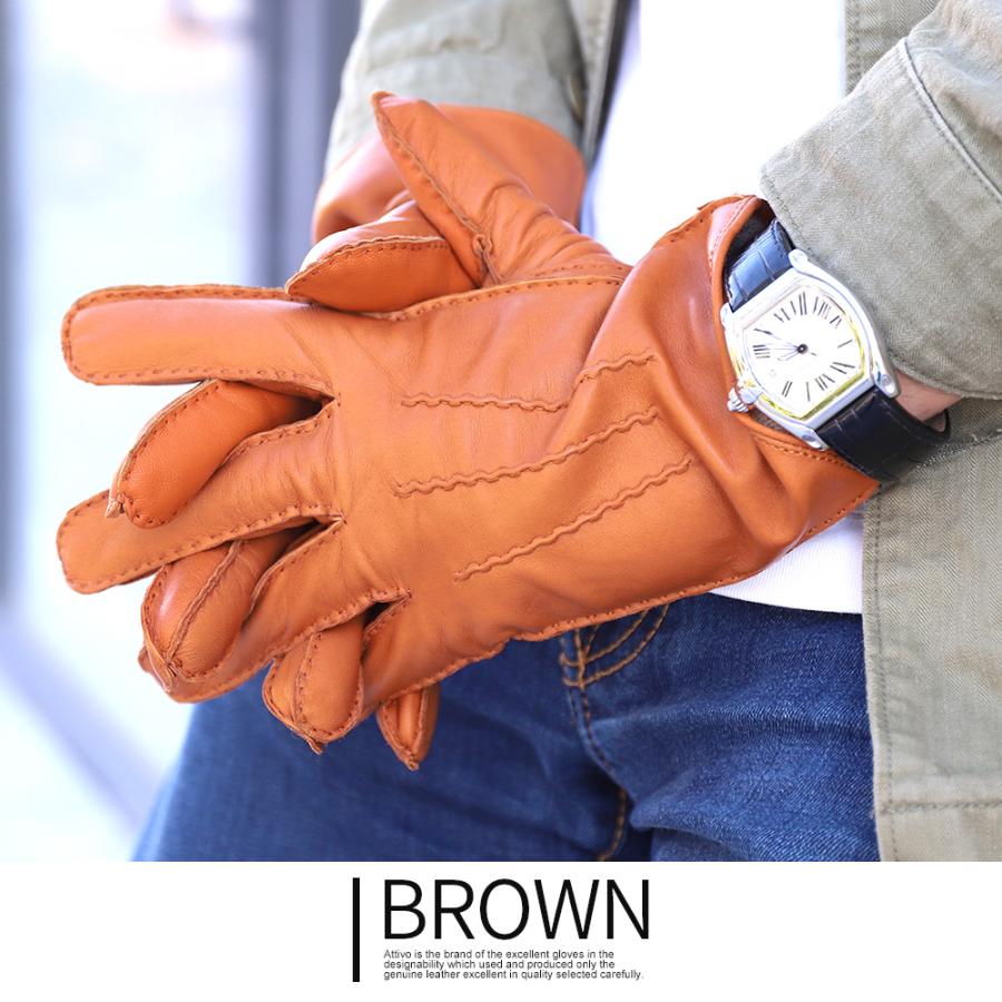 革手袋 メンズ スマホ対応 本革 裏地カシミヤ100％ レザーグローブ ブランド Attivo ATLC005 | Attivo | 08