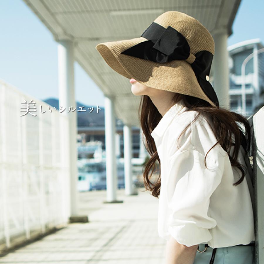 帽子 紫外線カット レディース 熱中症対策グッズ 春夏 日本製 麦わら リボン 折りたたみ UVカット 紫外線防止 プレゼント | AURELIA | 06