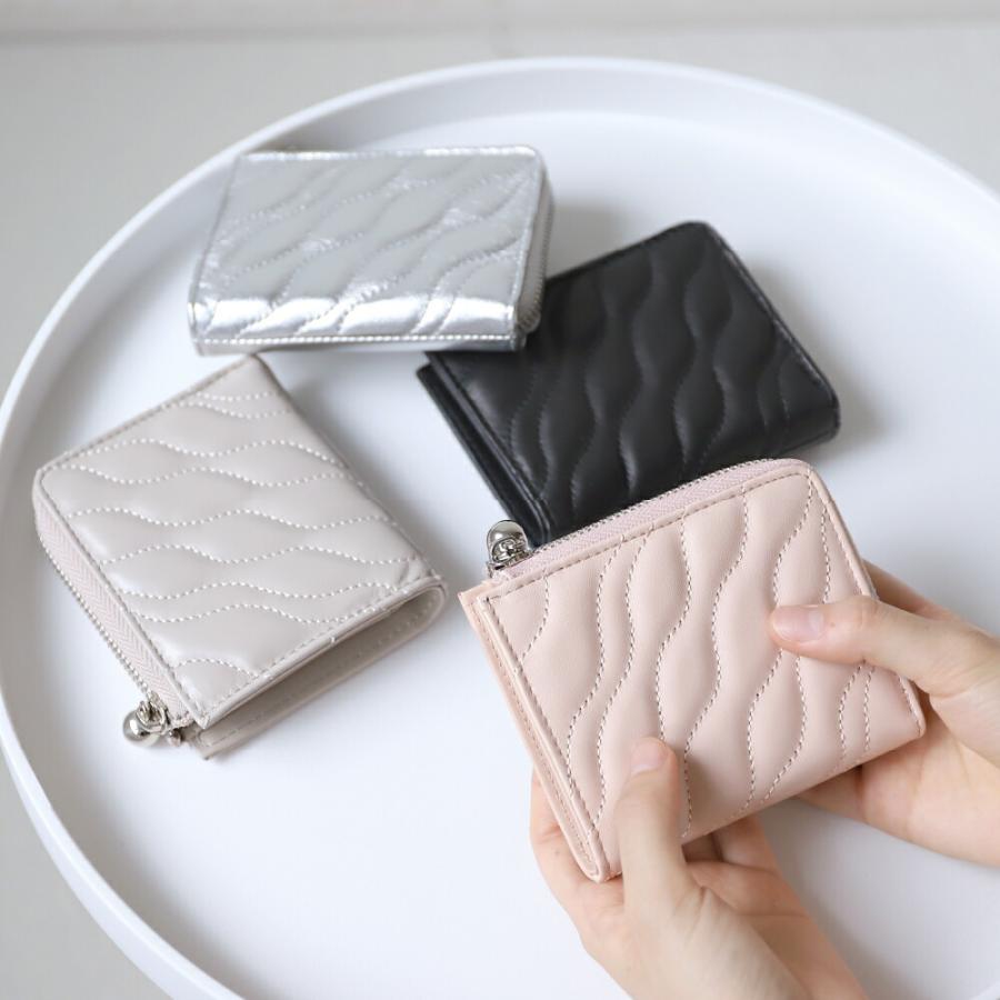 財布 レディース ミニ財布 本革 牛革 ヴュレ プレゼント ギフト カード収納 カード入れ コインケース 羊革 ブラック シルバー レディース | Beau're | 01