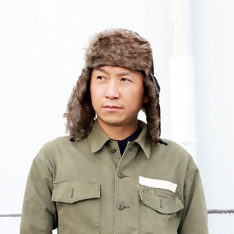 帽子 紫外線カット キャップ メンズ 防寒 飛行帽 耳当て付 フライトキャップ パイロット ファー付き 58cm 男女兼用品  秋冬 |  | 02