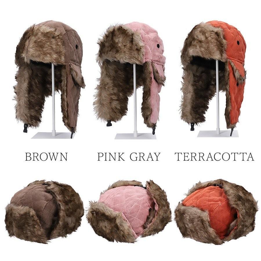 帽子 紫外線カット キャップ メンズ 防寒 飛行帽 耳当て付 フライトキャップ パイロット ファー付き 58cm 男女兼用品  秋冬 |  | 05