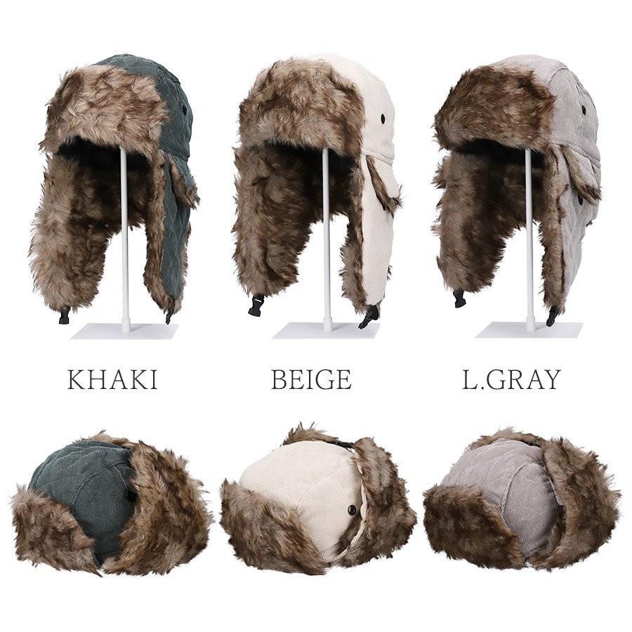 フライトキャップ 帽子 レディース 耳当て付き帽子 飛行帽 パイロットキャップ ファー付き 58cm 男女兼用品 全9色 防寒 旅行 通勤 作業 |  | 03
