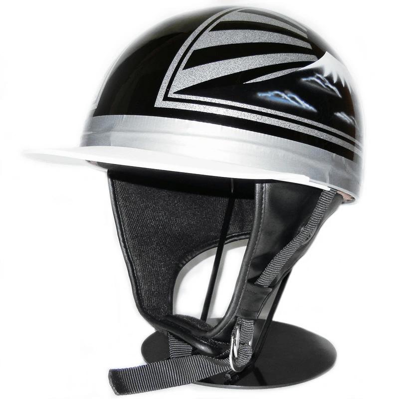 ドリーム カスタムペイント コルク半キャップ ヘルメット 富士日章ブラックメタル 白ツバ 白ツバハーフ コルク半 ハーフヘルメット 白 黒 |  | 01