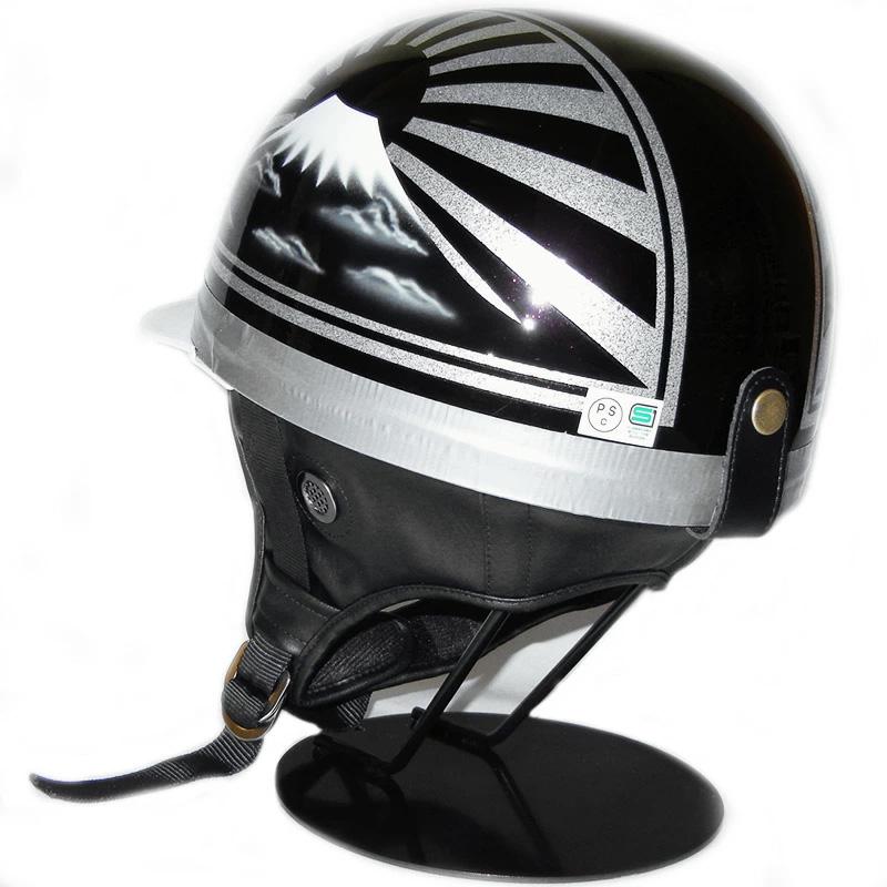 ドリーム カスタムペイント コルク半キャップ ヘルメット 富士日章ブラックメタル 白ツバ 白ツバハーフ コルク半 ハーフヘルメット 白 黒 |  | 02