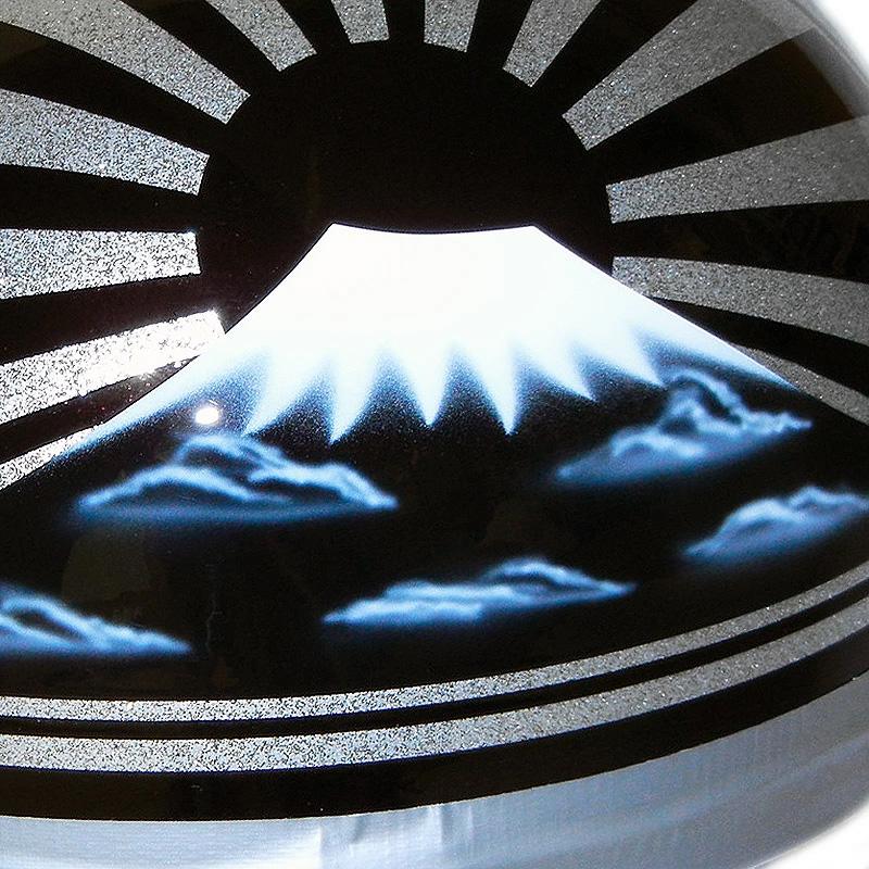 ドリーム カスタムペイント コルク半キャップ ヘルメット 富士日章ブラックメタル 白ツバ 白ツバハーフ コルク半 ハーフヘルメット 白 黒 |  | 03