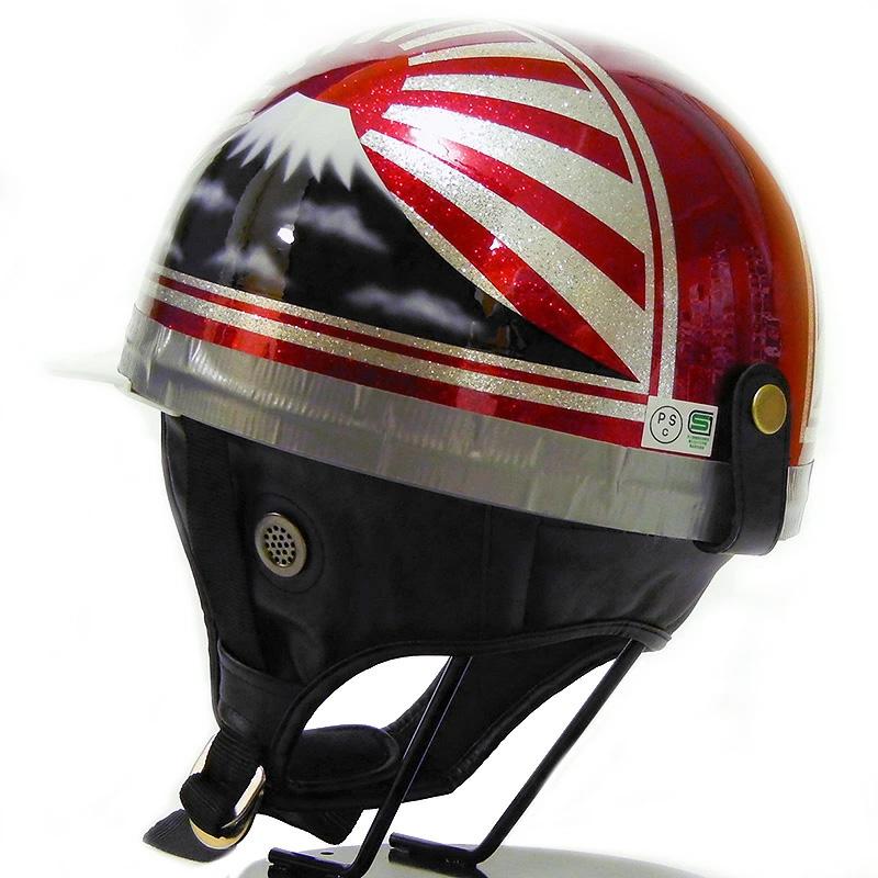 ドリーム カスタムペイント コルク半キャップ ヘルメット 富士日章メタルレッド 白ツバ 白ツバハーフ コルク半 ハーフヘルメット 白 赤 | ブランド登録なし | 02