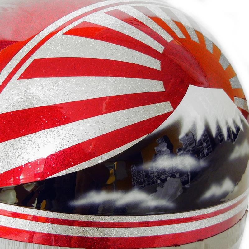 ドリーム カスタムペイント コルク半キャップ ヘルメット 富士日章メタルレッド 白ツバ 白ツバハーフ コルク半 ハーフヘルメット 白 赤 | ブランド登録なし | 03