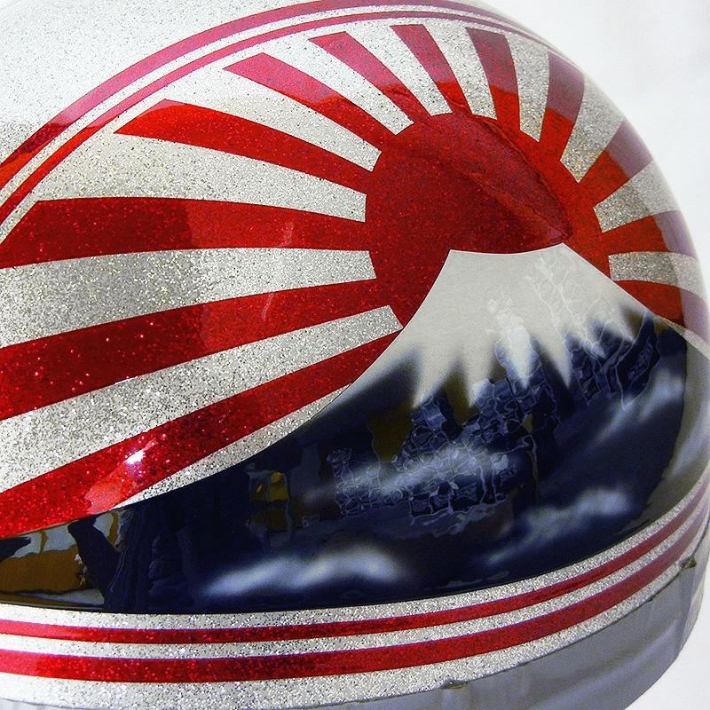 ドリーム カスタムペイント コルク半キャップ ヘルメット 富士日章メタルシルバー 白ツバ 白ツバハーフ コルク半 ハーフヘルメット 白 銀 | ブランド登録なし | 03