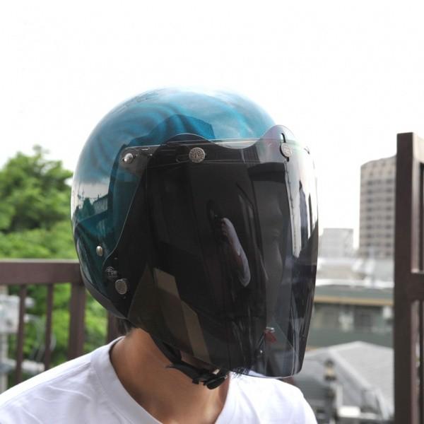 72JAM 開閉式フリップアップベース一体型 3D 立体コンペシールド ジェットヘルメット シールド   ブラックスモーク  汎用品 CPSB04 | ブランド登録なし | 02