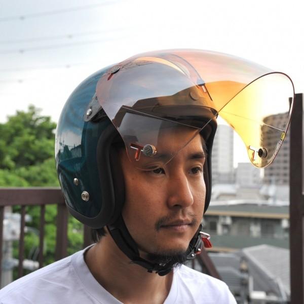 72JAM 開閉式フリップアップベース一体型 3D立体コンペシールド ジェットヘルメット シールド  フラッシュミラーパーシモン  汎用品 CPSB05 | ブランド登録なし | 01