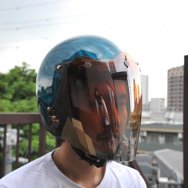 72JAM 開閉式フリップアップベース一体型 3D立体コンペシールド ジェットヘルメット シールド  フラッシュミラーパーシモン  汎用品 CPSB05 | ブランド登録なし | 02