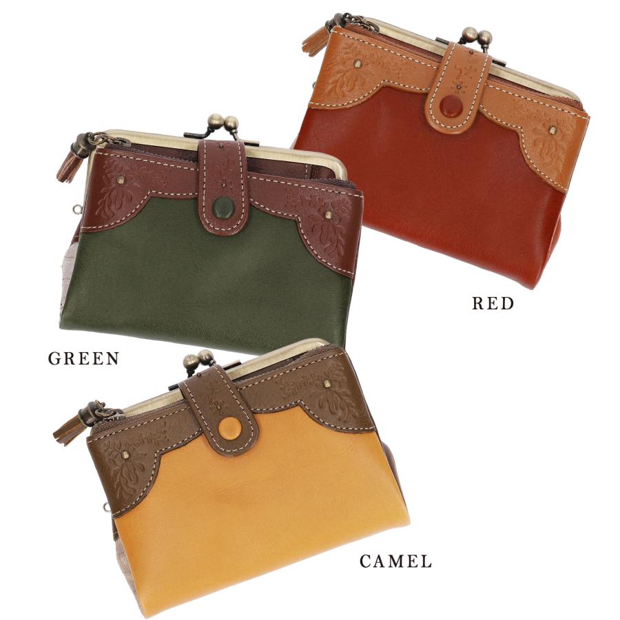 財布 がま口 三つ折り 本革 レディース 日本製 レザー ミニ 金運