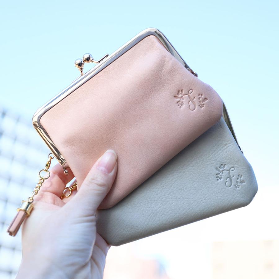 二つ折り 財布 がま口財布 レディース 本革 日本職人 レザー