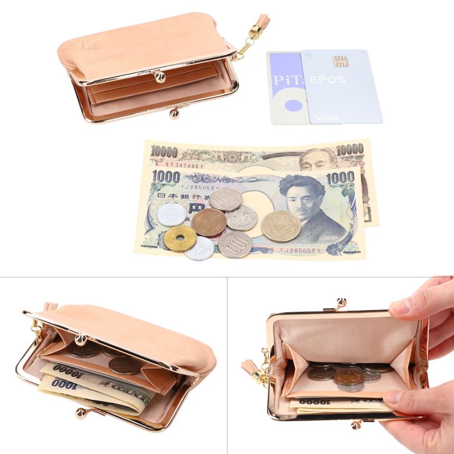 二つ折り 財布 がま口財布 レディース 本革 日本職人 レザー コイン
