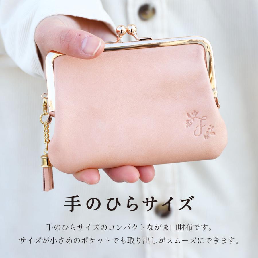 二つ折り 財布 がま口財布 レディース 本革 日本職人 レザー