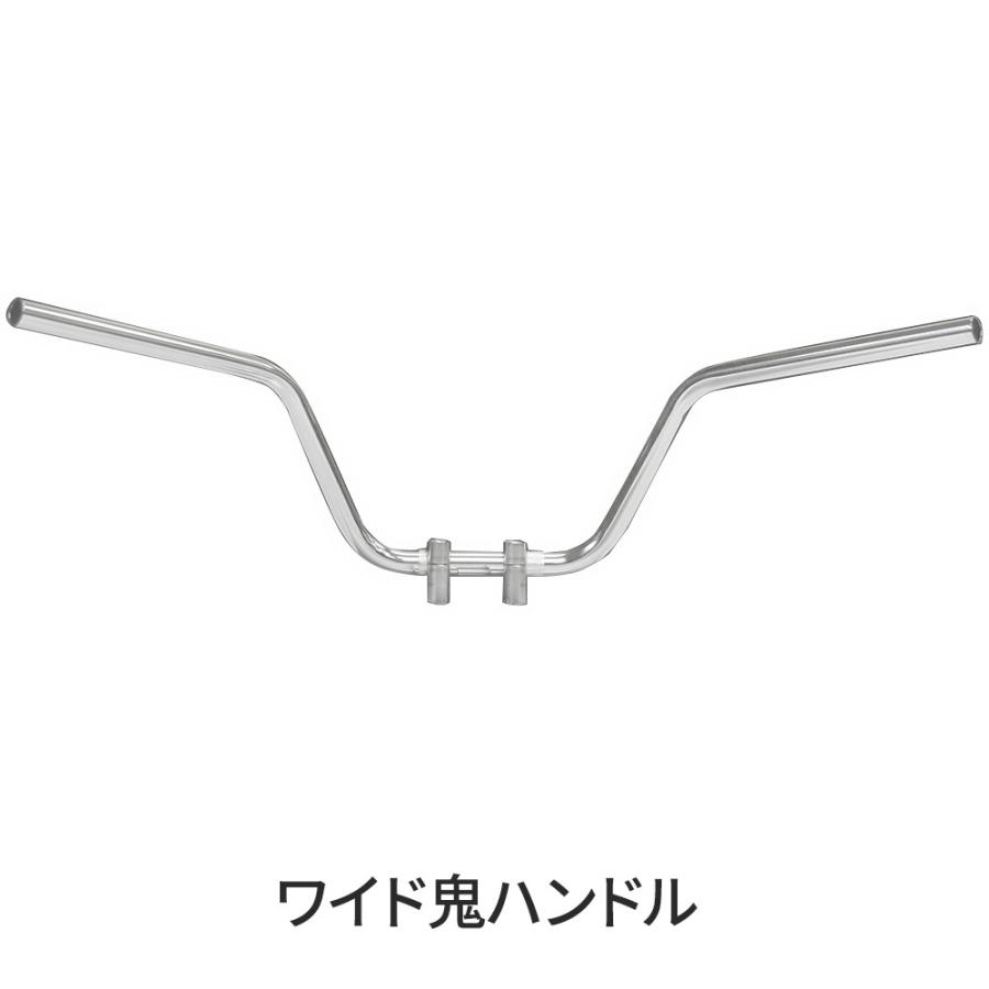 カワサキ ZRX400 1994-2003 ワイド鬼 17cmハンドル ブラックワイヤー+メッシュブレーキホースセット  メッキの画像