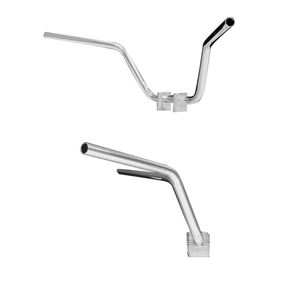カワサキ ZRX400 2004-2008 ワイド鬼 17cmハンドル ブラックワイヤー+メッシュブレーキホースセット  メッキの画像