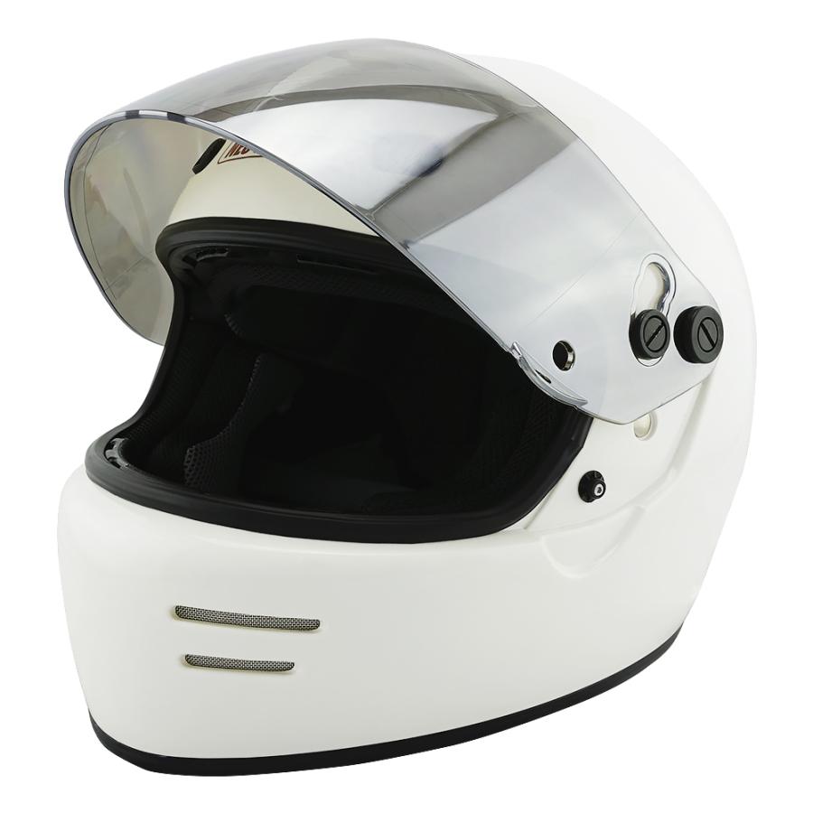 フルフェイスヘルメット ホワイト×クリアミラーシールド Lサイズ:59