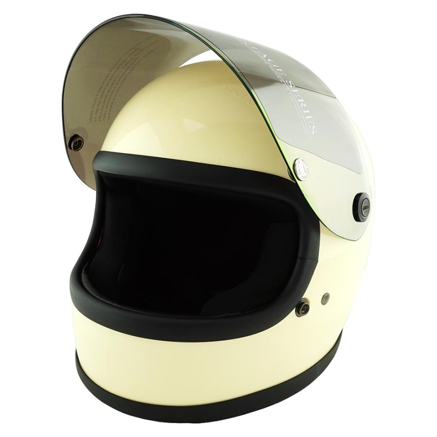 フルフェイスヘルメット アイボリー×イエローミラーシールド Mサイズ