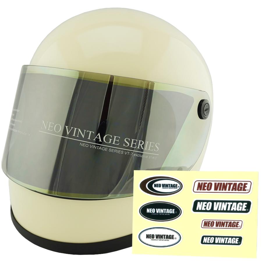 NEO VINTAGE SERIESヘルメットVT-7 Mサイズアイボリー族ヘル フルフェイスヘルメット アイボリー×イエローミラーシールド Mサイズ