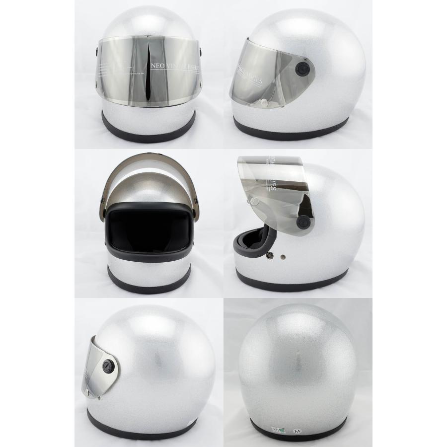 フルフェイスヘルメット メタリックシルバー×シルバーミラーシールド M