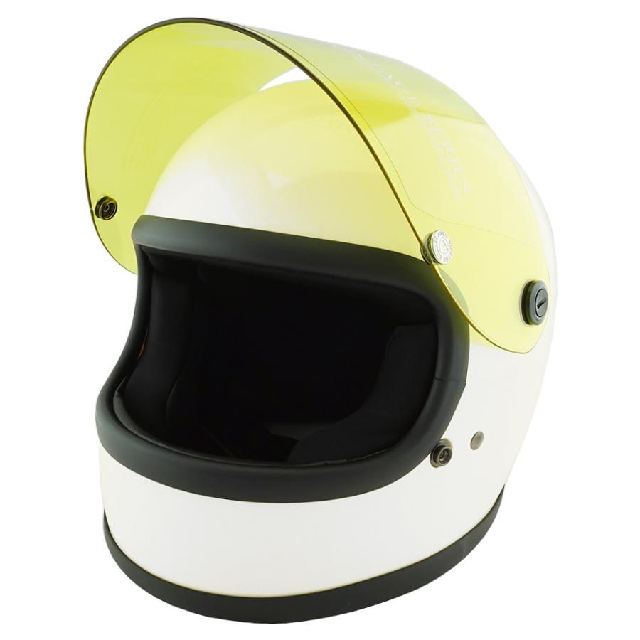 ネオビンテージ　旧車　フルフェイスヘルメット　Mサイズ フルフェイスヘルメット ホワイト×イエローシールド Mサイズ:57-58cm