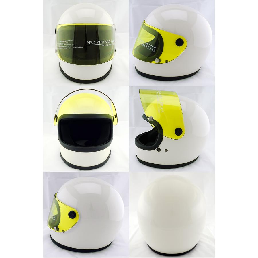 フルフェイスヘルメット ホワイト×イエローシールド Mサイズ:57-58cm