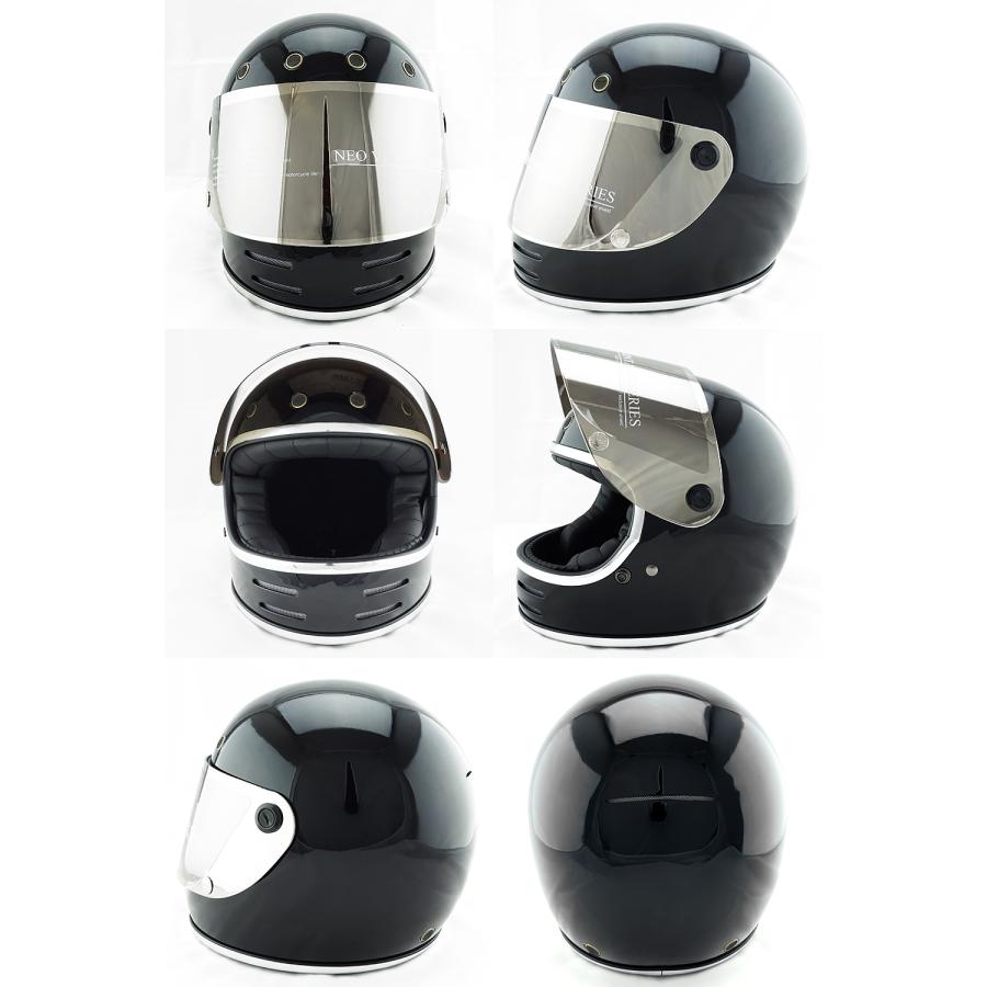 フルフェイスヘルメット ブラック×シルバーミラーシールド Lサイズ:59