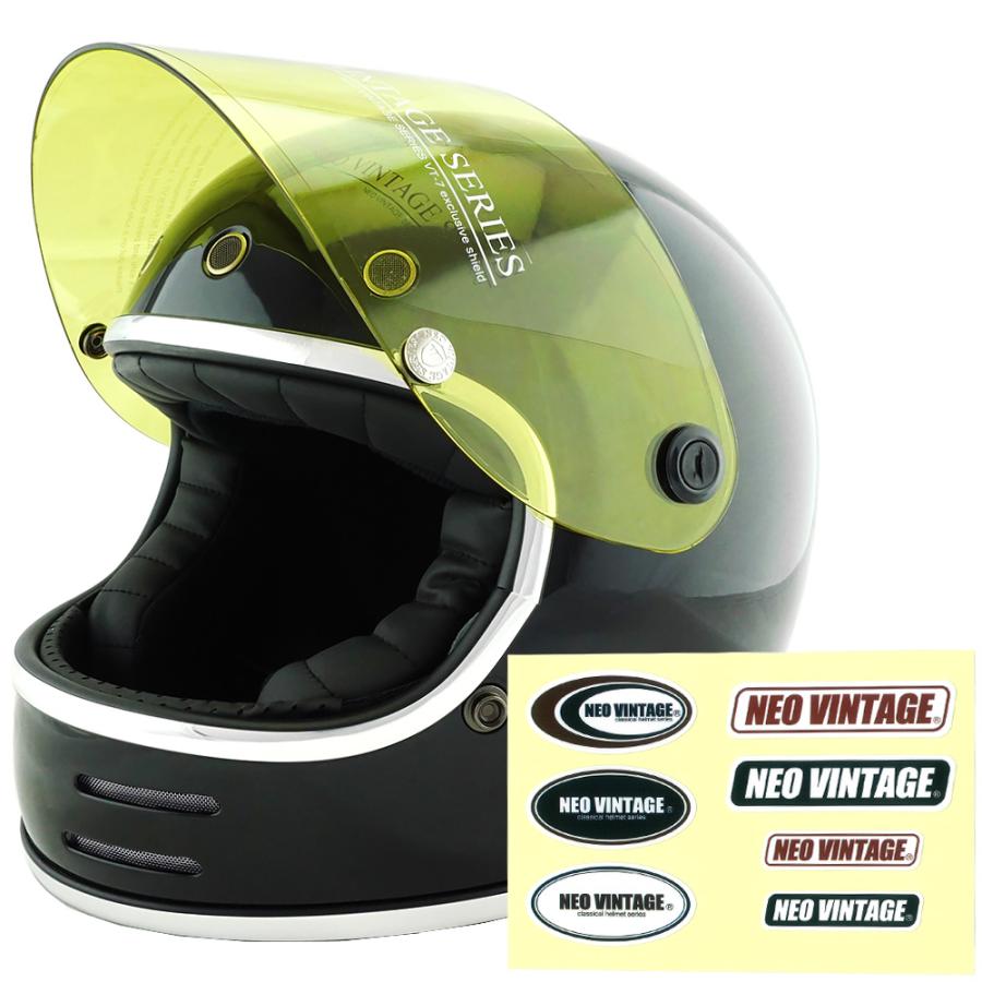 フルフェイスヘルメット ブラック×イエローシールド Mサイズ:57-58cm