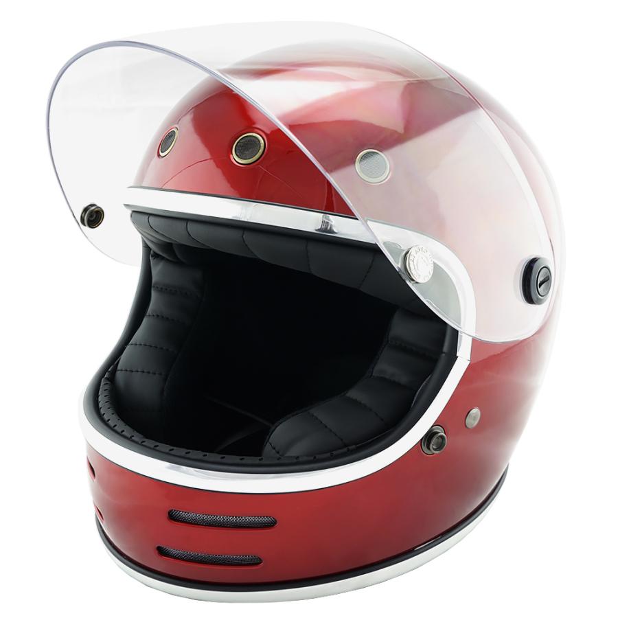 フルフェイスヘルメットキャンディーレッド×クリアシールド Mサイズ:57