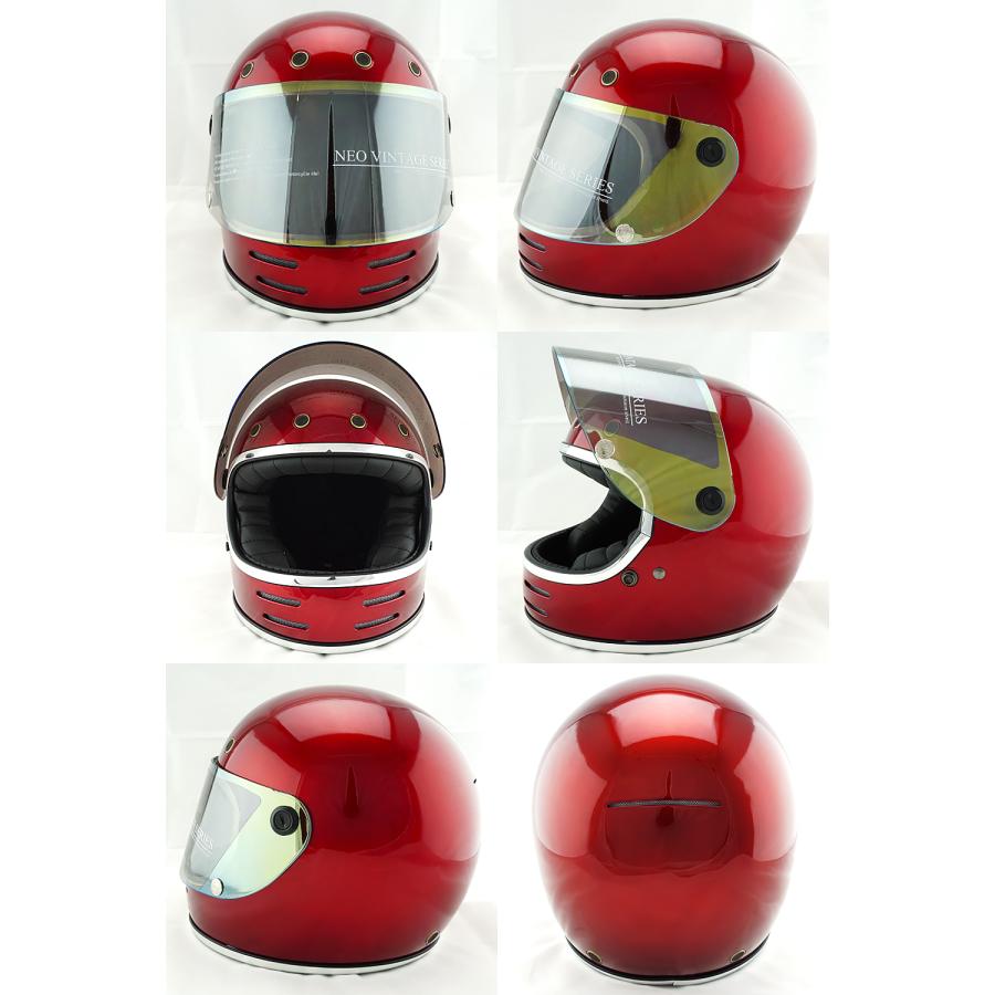 フルフェイスヘルメット キャンディーレッド×イエローミラーシールド M