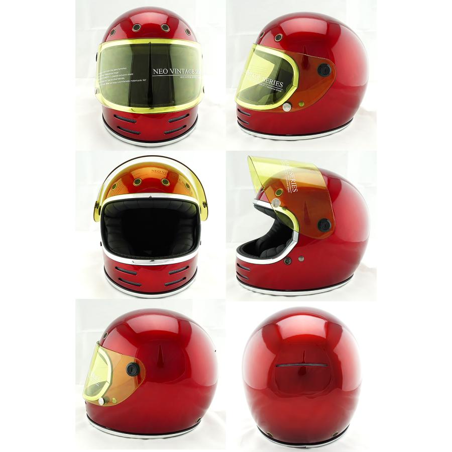 フルフェイスヘルメット キャンディーレッド×イエローシールド Mサイズ