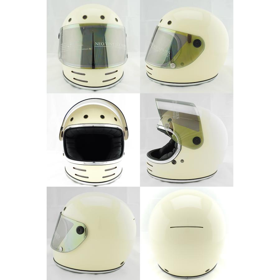 フルフェイスヘルメット アイボリー×イエローミラーシールド Lサイズ