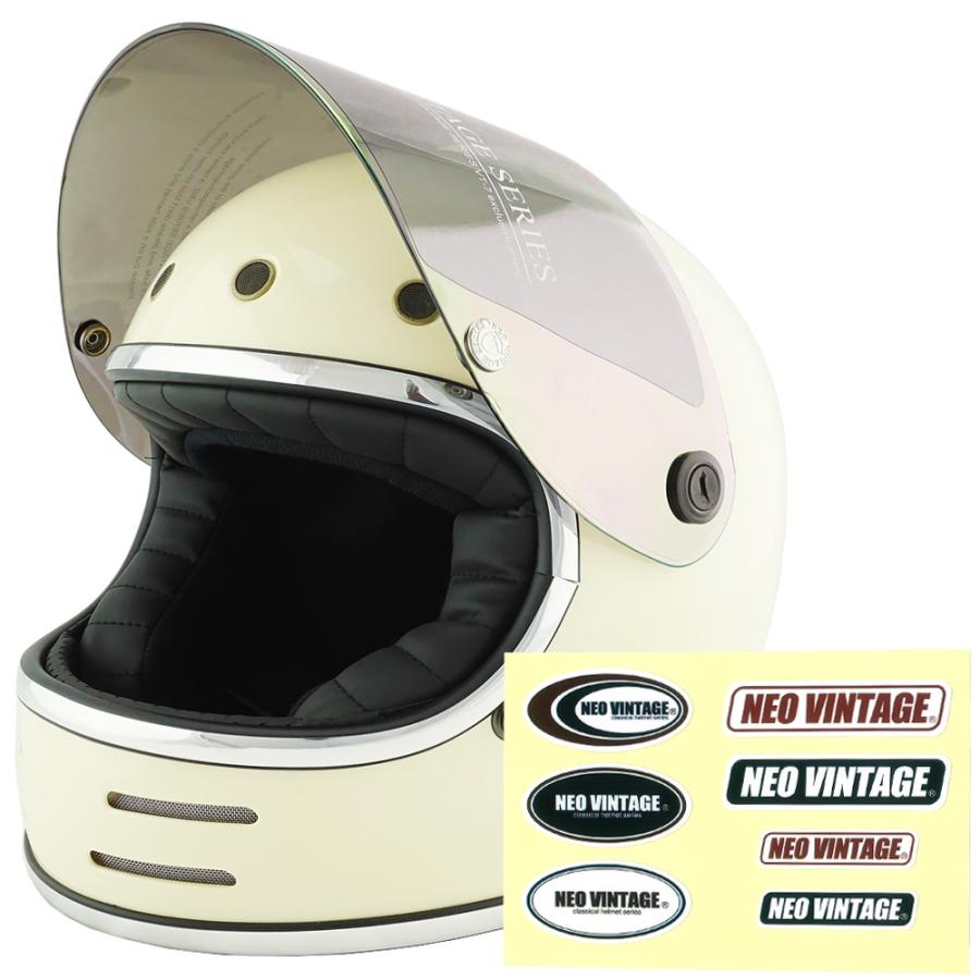 フルフェイスヘルメット アイボリー×イエローミラーシールド Lサイズ