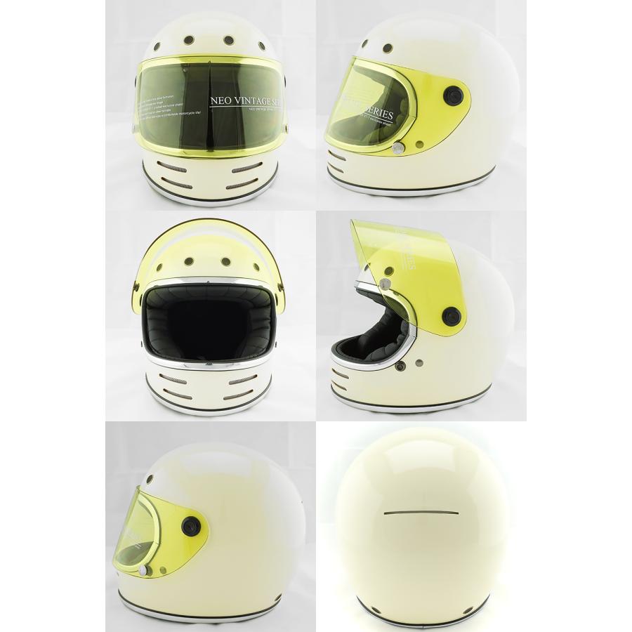 フルフェイスヘルメット アイボリー×イエローシールド Mサイズ:57-58cm