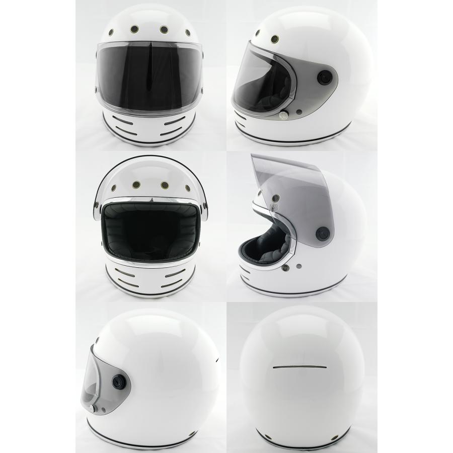 ホワイトフルフェイスヘルメット スモークシールド付き フルフェイスヘルメット ホワイト×ライトスモークシールド Mサイズ:57