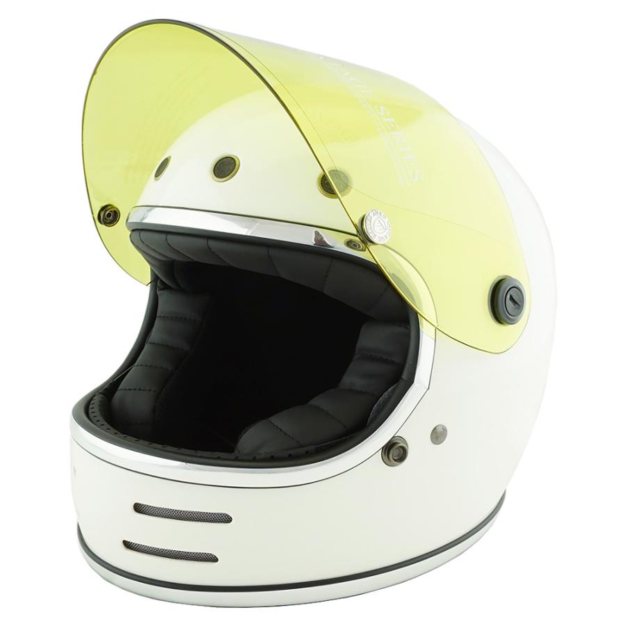 フルフェイスヘルメット ホワイト×イエローシールド Mサイズ:57-58cm