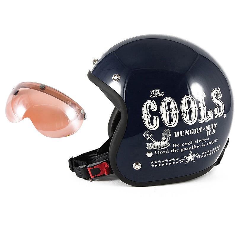72JAM ジェットヘルメット&シールドセット COOLS HUNGRY MAN - ネイビー  フリーサイズ:57-60cm未満 +開閉式シールド  APS-05 | ブランド登録なし