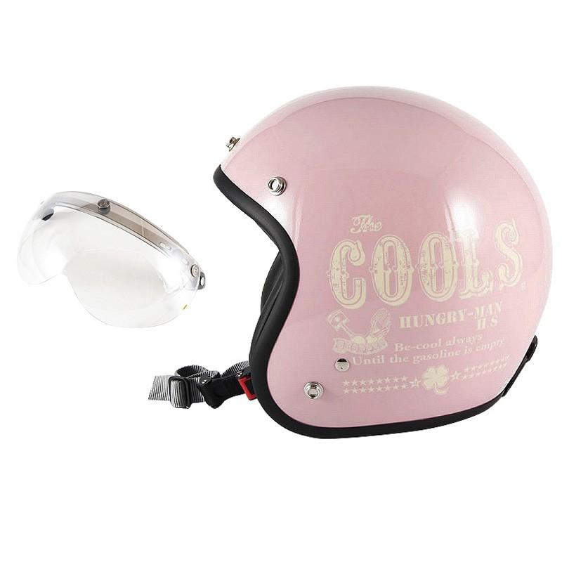 72JAM 女性用ジェットヘルメット&シールドセット COOLS HUNGRY MAN - ピンク  レディースサイズ:55-57cm +開閉式シールド  APS-02 | ブランド登録なし