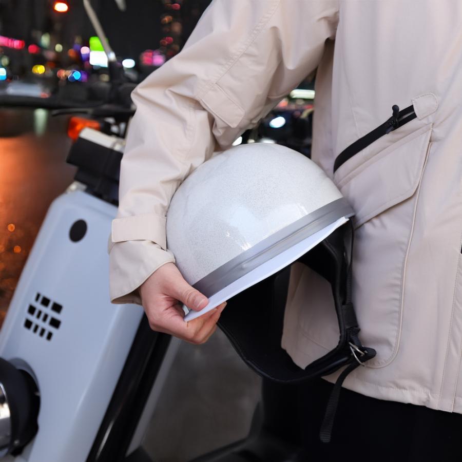 ドリームコルク半キャップヘルメット メタルホワイト ラメ有り SG規格