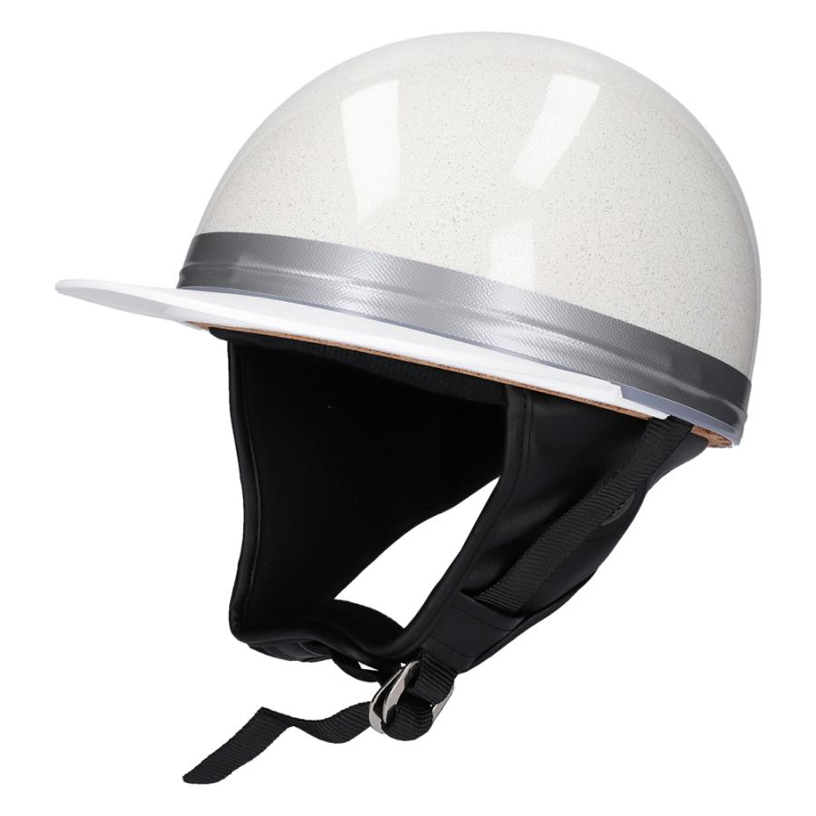 ドリームコルク半キャップヘルメット メタルホワイト ラメ有り SG規格