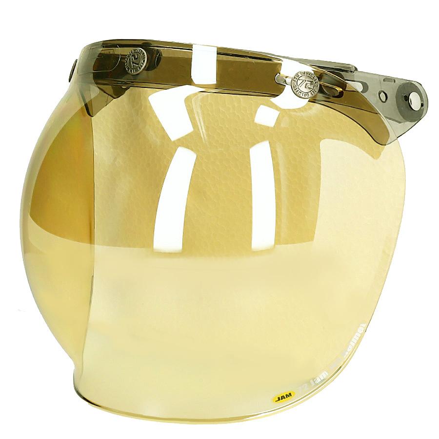 ジェットヘルメット シールド 開閉式 コンビニエント バブルシールド [フラッシュミラーイエロー] ジャムテックジャパン 72JAM JCBN-07 | 