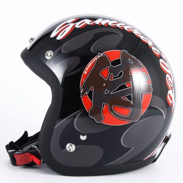 72JAM ジェットヘルメット&シールドセット SAMURAI - ブラック  フリーサイズ:57-60cm未満 +開閉式シールド  APS-04  JF-11 | ブランド登録なし | 01