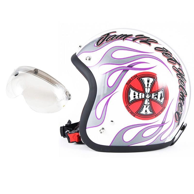 72JAM ジェットヘルメット&シールドセット ROCK&ROLL - ホワイト  フリーサイズ:57-60cm未満 +開閉式シールド  APS-02  JJ-07 | ブランド登録なし