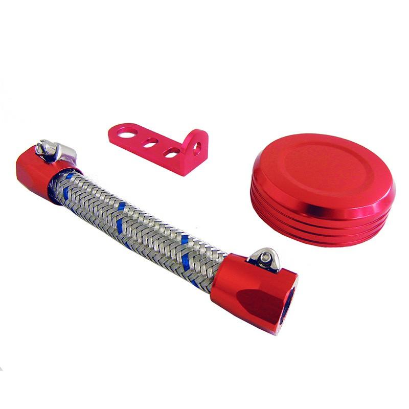 NISSIN ニッシン  別体マスターシリンダー用 カスタムパーツ 3点セット レッド  メッシュホース カラーステー カラーキャップ | ブランド登録なし