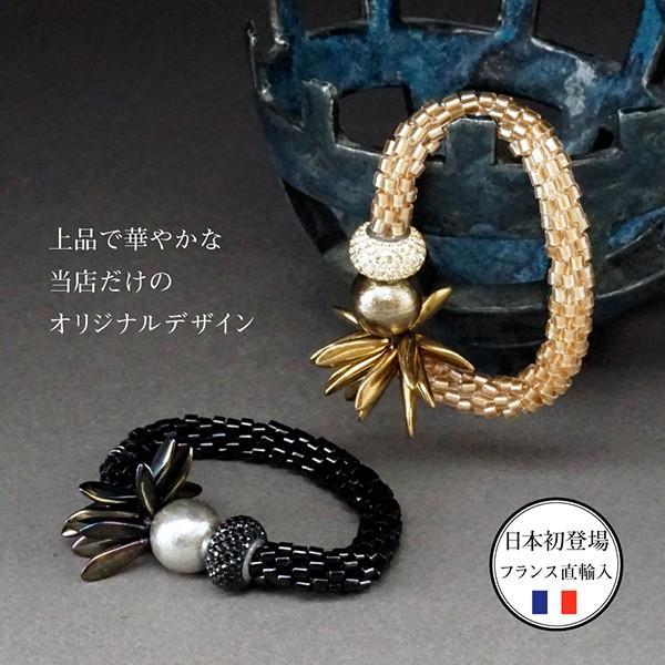 ブレスレット レディース フランス製  2色 スワロフスキー 手作り 女性 結婚式 プレゼント ギフト | 