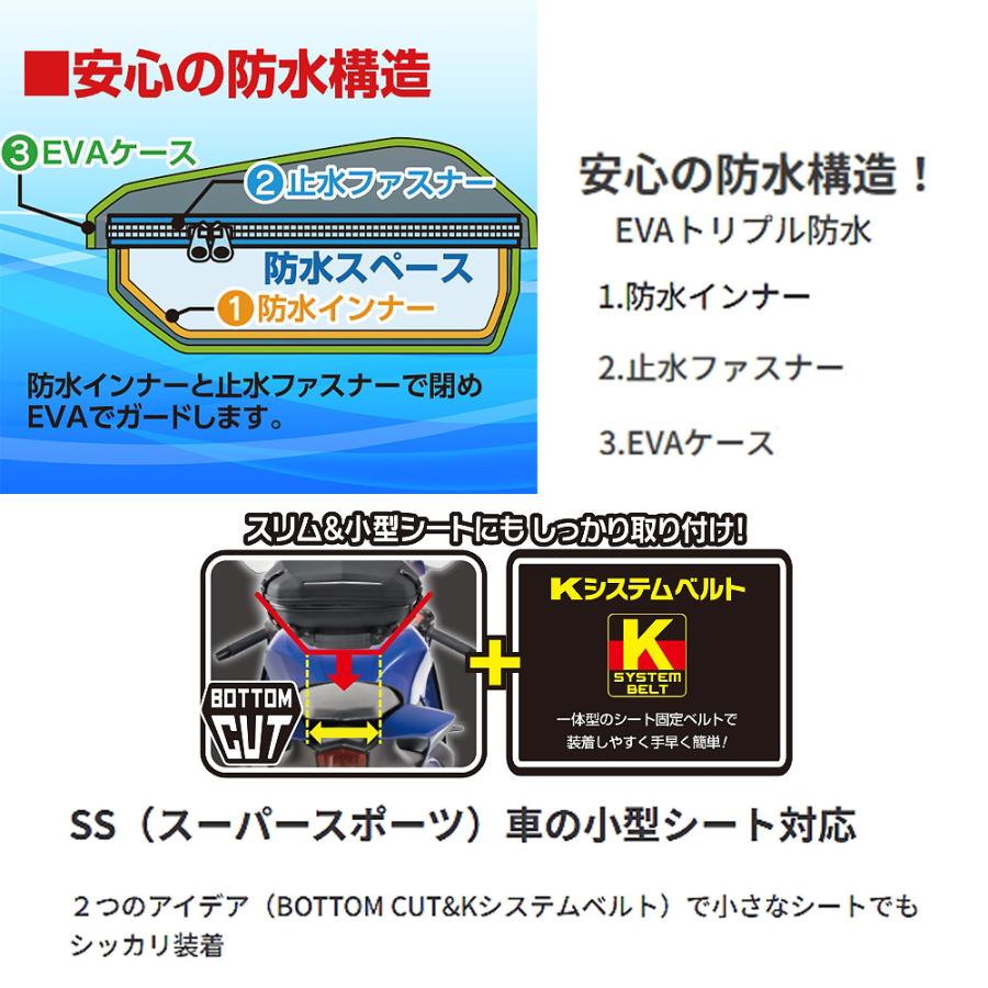TANAX タナックス MFK-315 エアロフィットシートバッグ ブラック 10+3.5L バイク シートバッグ 防水 SS スーパースポーツ 小型シート対応 | MOTOFIZZ | 02