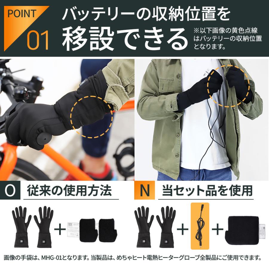 めちゃヒート 充電器 リチウムイオンバッテリー + ACアダプター + 延長ケーブル セット品 |  | 04