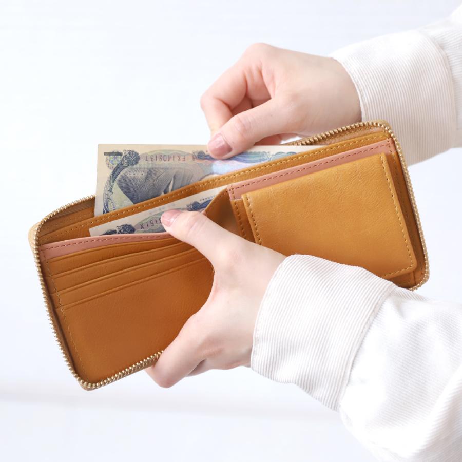 二つ折り財布 コンパクト 小さい ミニ財布 薄い 小銭入れ FLOWER サイフ ウォレット レディース メンズ 大人 ブランド おしゃれ 北欧 レザー | moz | 04