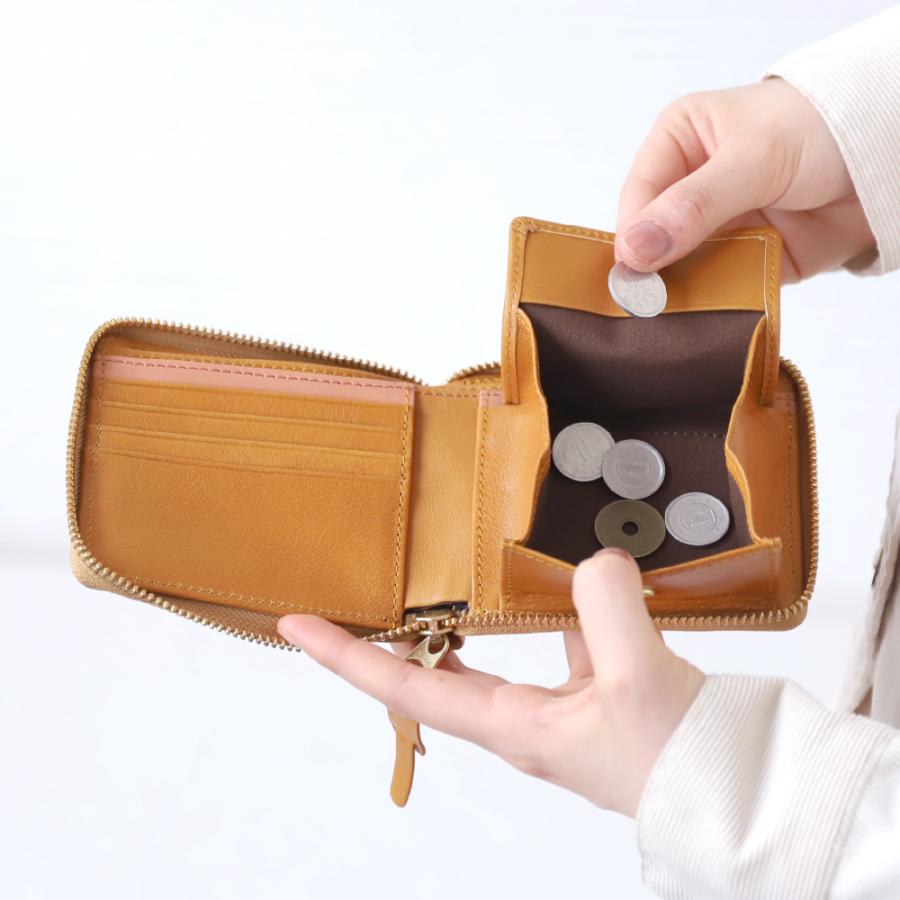 二つ折り財布 コンパクト 小さい ミニ財布 薄い 小銭入れ FLOWER サイフ ウォレット レディース メンズ 大人 ブランド おしゃれ 北欧 レザー | moz | 05